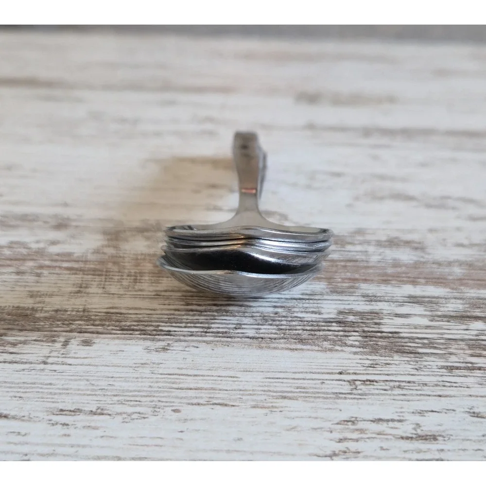 Vintage Carlton Korea Stainless Steel Tablespoons Set of 4 Frosted Leaf Pattern